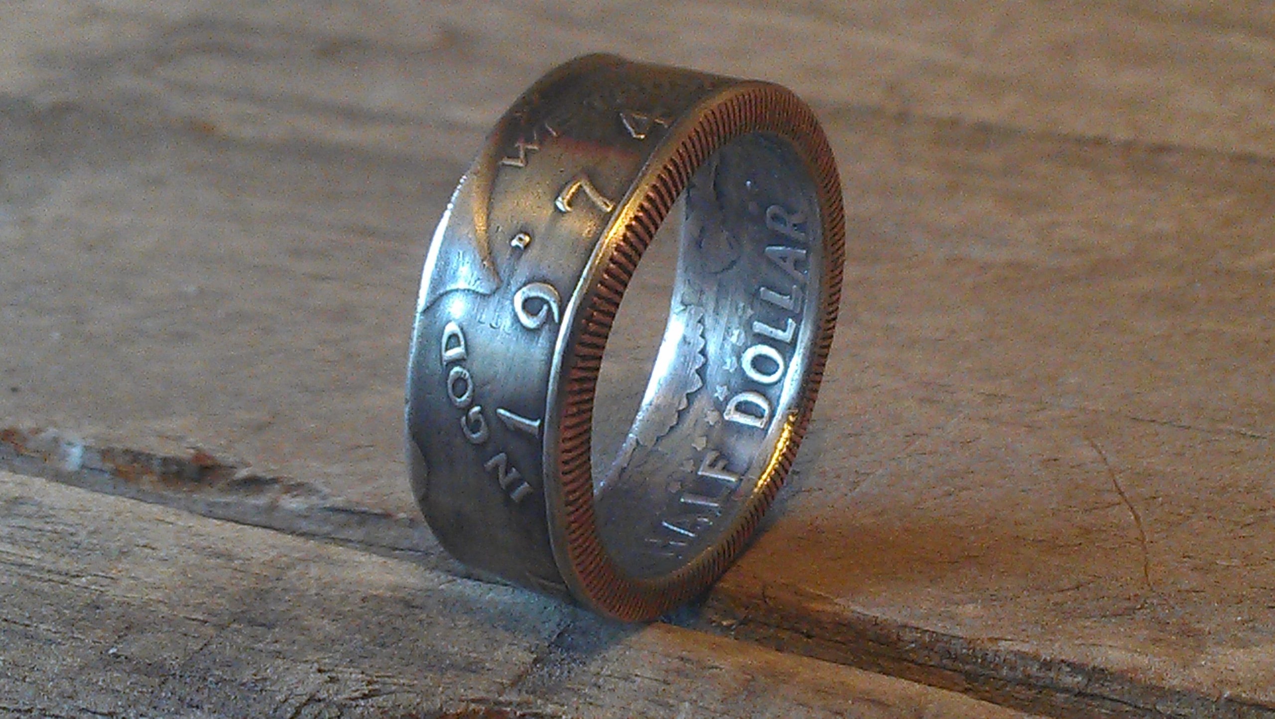 1971 Kennedy Half Dollars  size 10  coin ring  handmade mixed metals