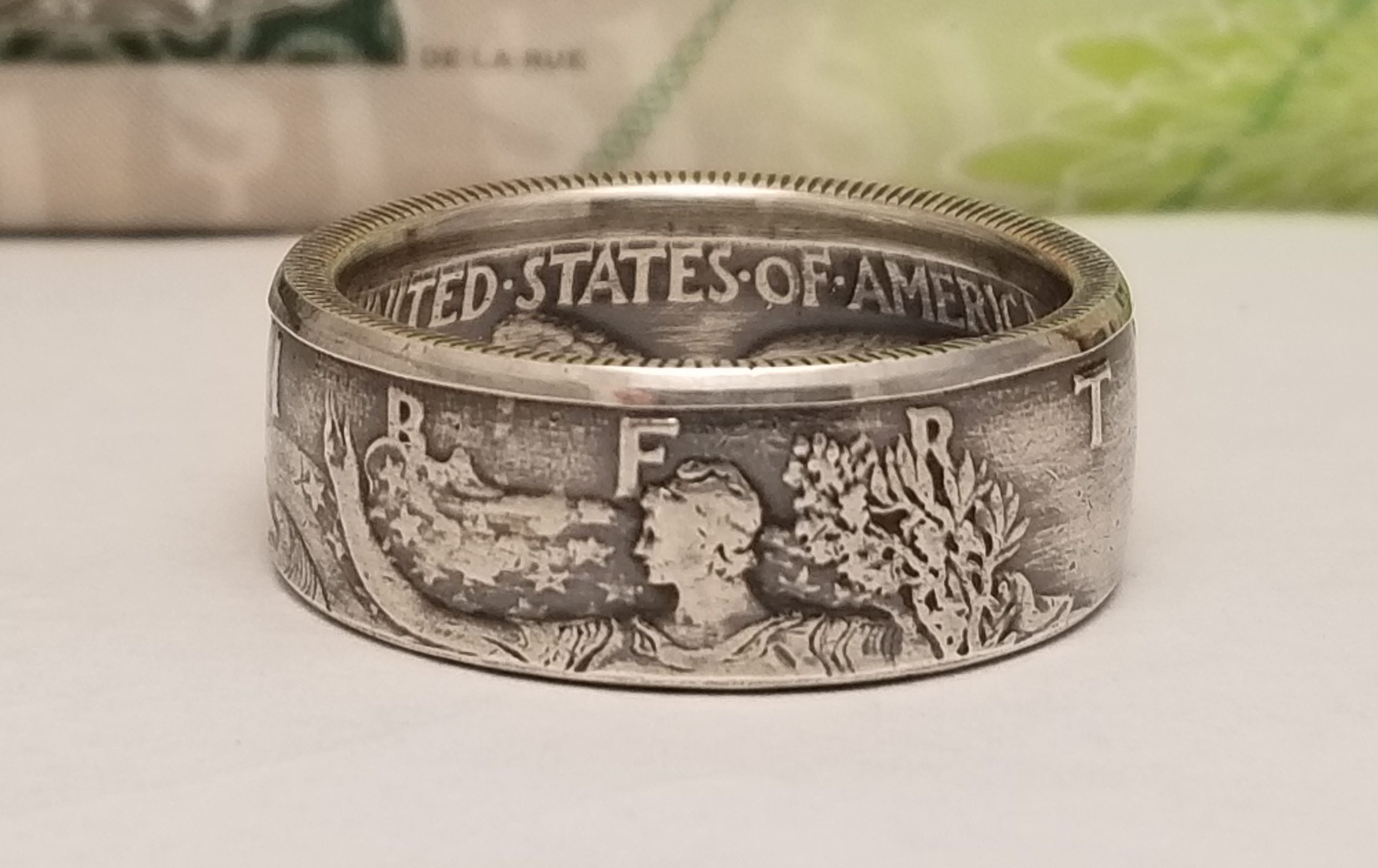 Liberty 1966 Silver Half Dollar Coin Ring JFK sizes 8-15 In God We Trust 