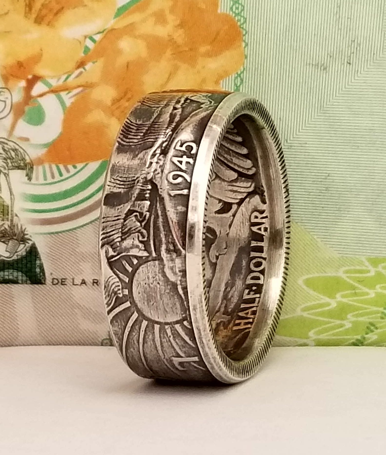 Sizes 8-15 Handmade from a 90% silver half dollar * 1958 Silver Coin Ring 