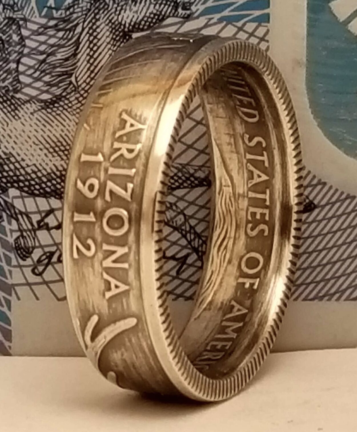1964 90% Silver US Quarter Dollar Coin Ring Wedding Band 52nd Anniversary Gift 