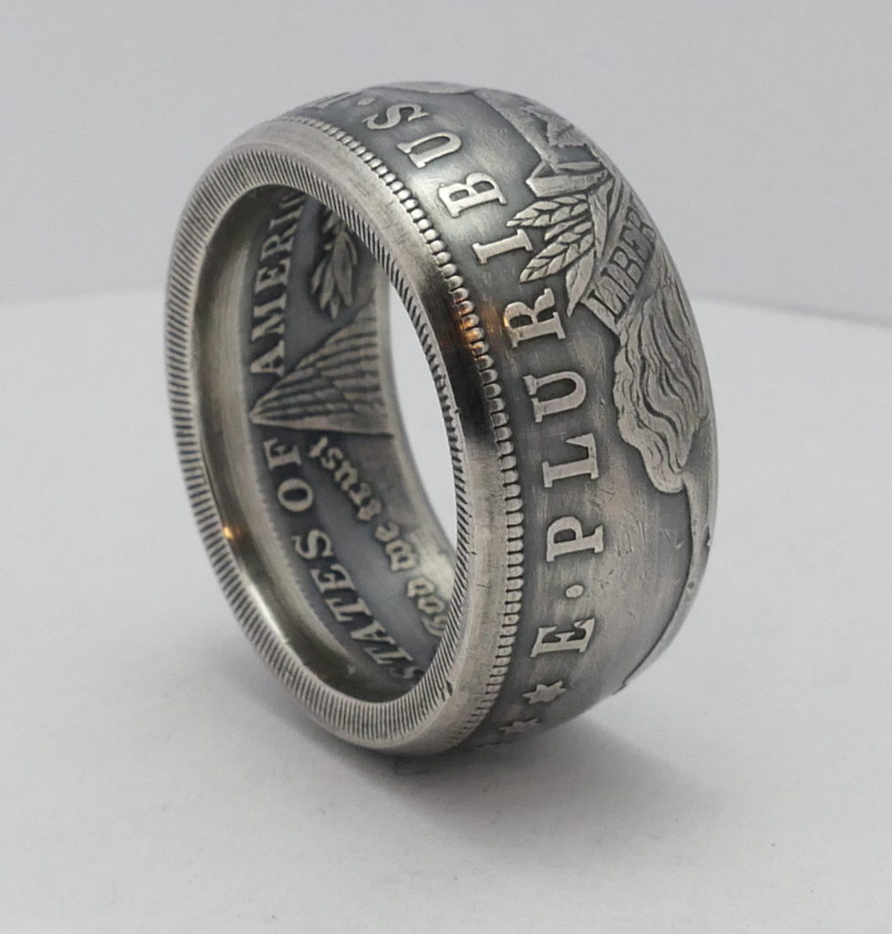 1921 High Grade Morgan Dollar Coin Ring (heads side out) – 90% silver